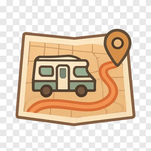 RV Road Trip Map PNG Vector Graphic