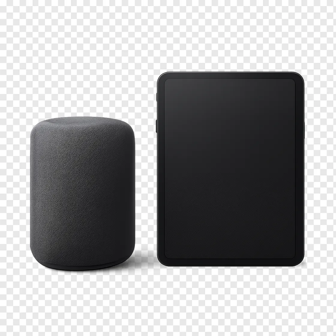 Modern Smart Speaker And Tech Gadgets PNG