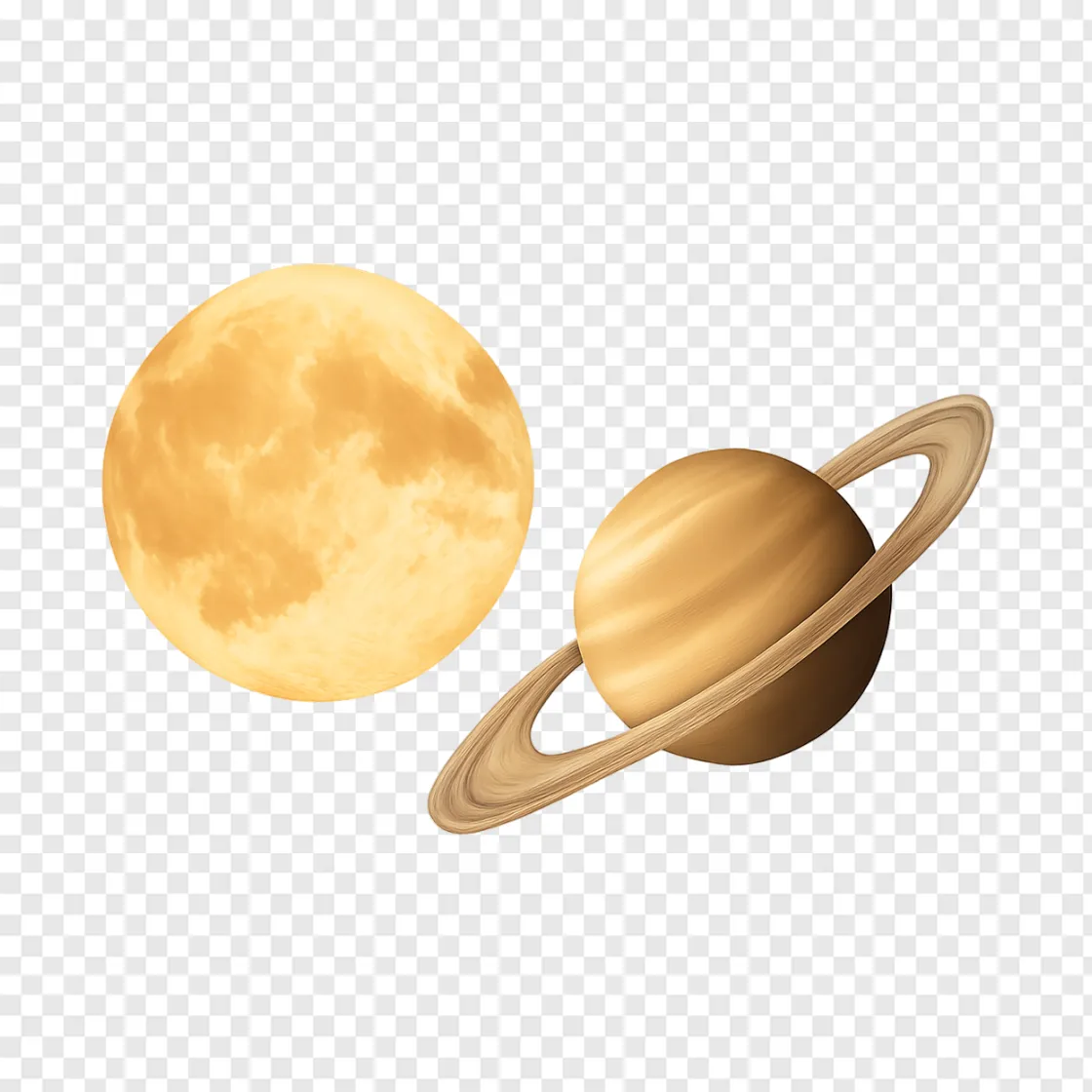 Harvest Moon And Saturn PNG Transparent Image