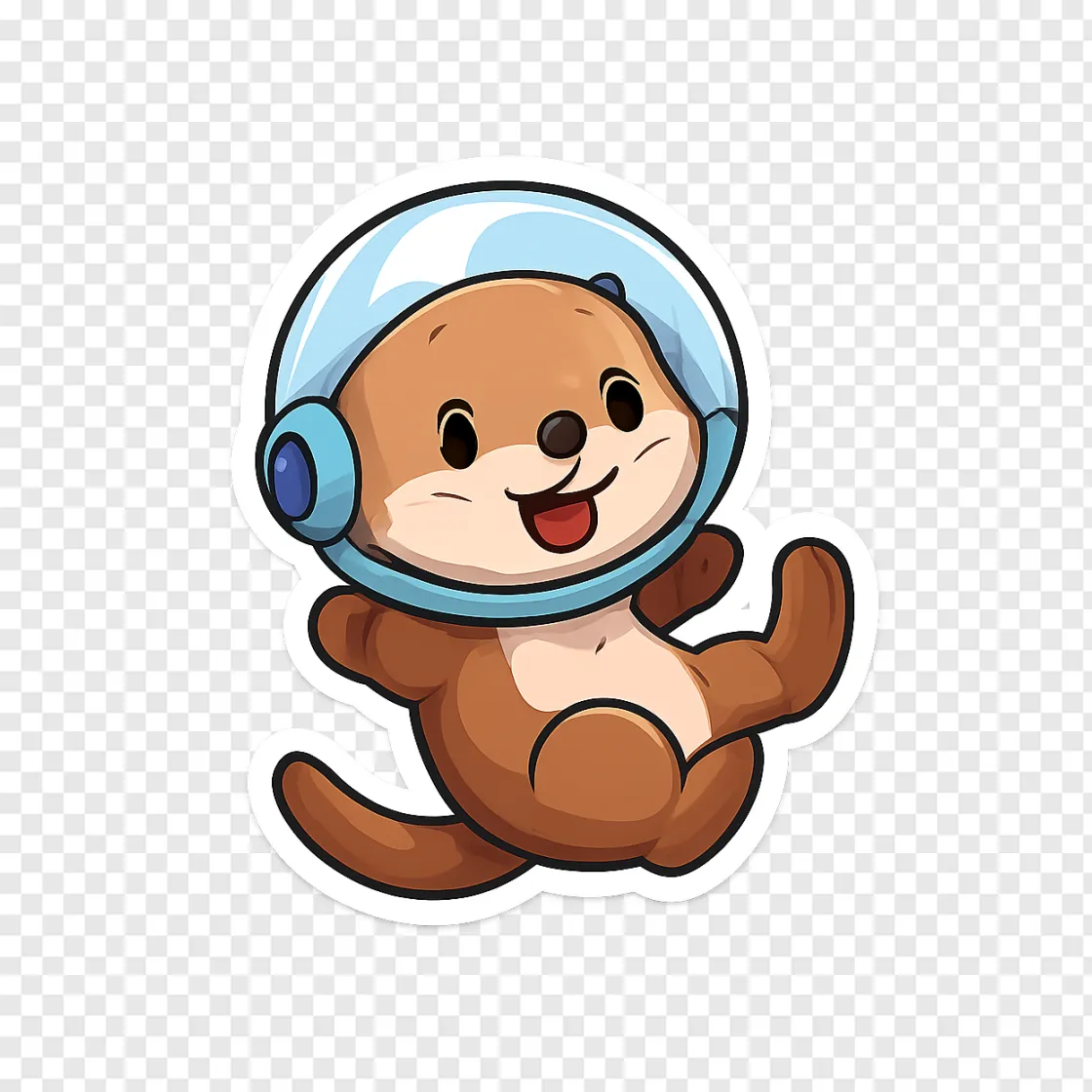Cute Otter Astronaut PNG For Design Projects