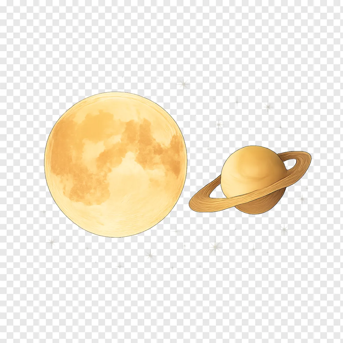 Harvest Moon And Saturn PNG Transparent Background