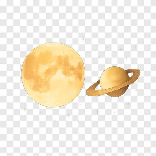 Harvest Moon And Saturn PNG Transparent Background