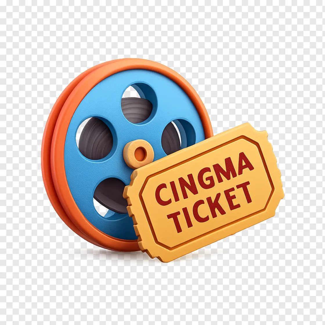 Cinema Ticket And Film Reel PNG Transparent Background