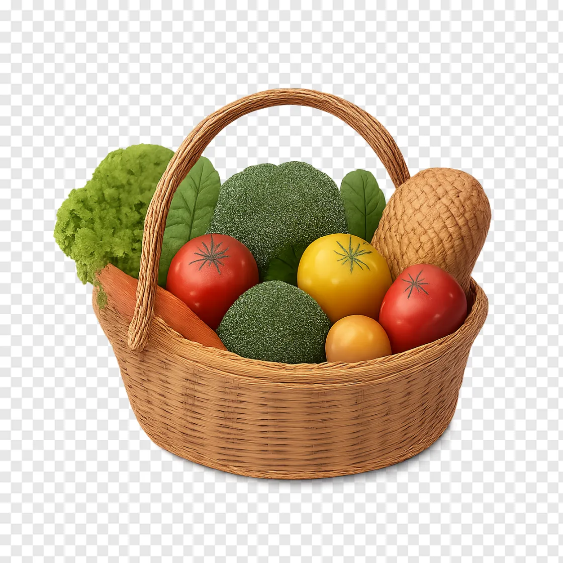 Healthy Grocery Basket PNG Transparent Background