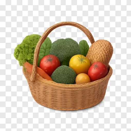 Healthy Grocery Basket PNG Transparent Background