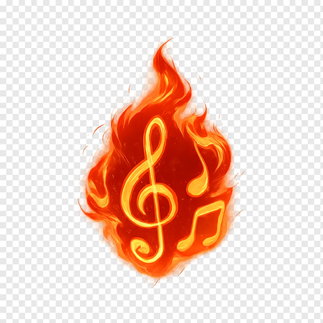 Glowing Fire Musical Note PNG Free Download