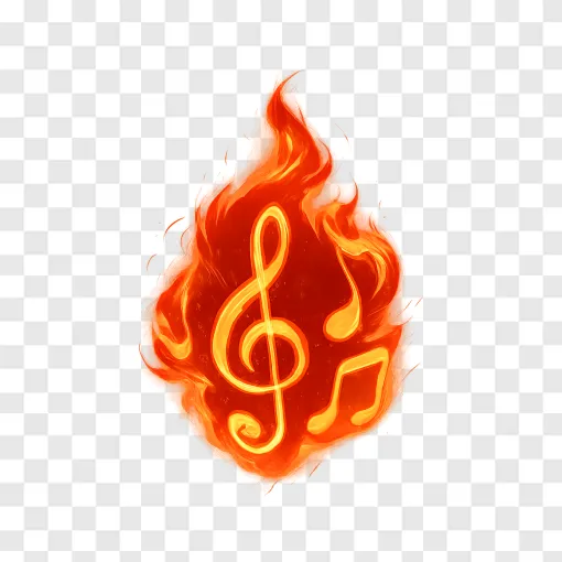Glowing Fire Musical Note PNG Free Download