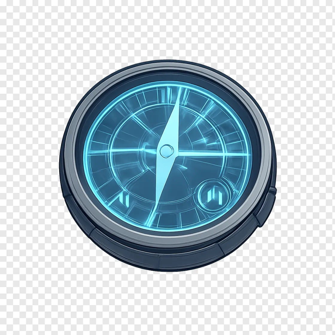Futuristic AI Survival Compass PNG Graphic