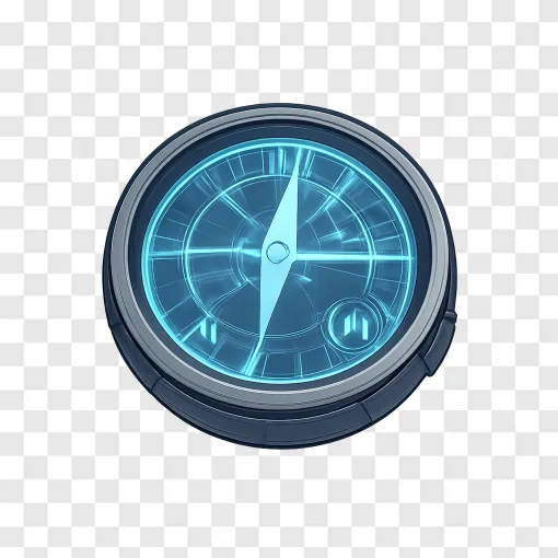 Futuristic AI Survival Compass PNG Graphic