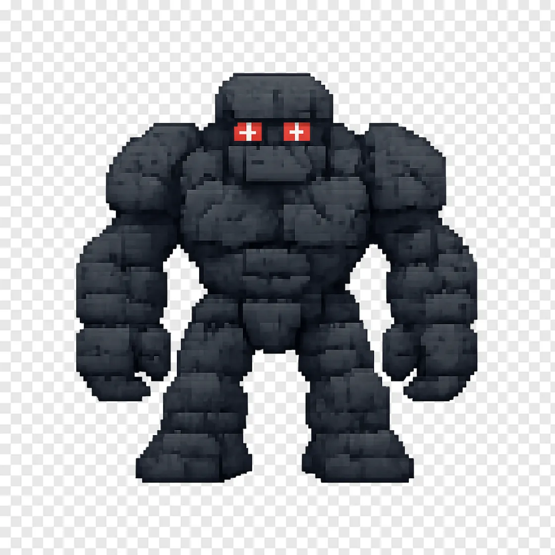 Dark Golem Minecraft PNG Transparent Image