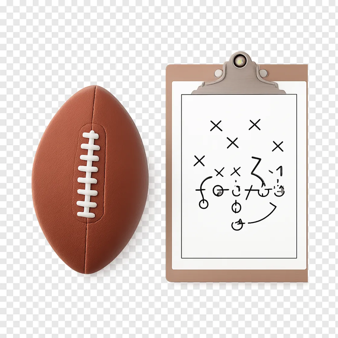 College Football Coach Clipboard And Ball PNG