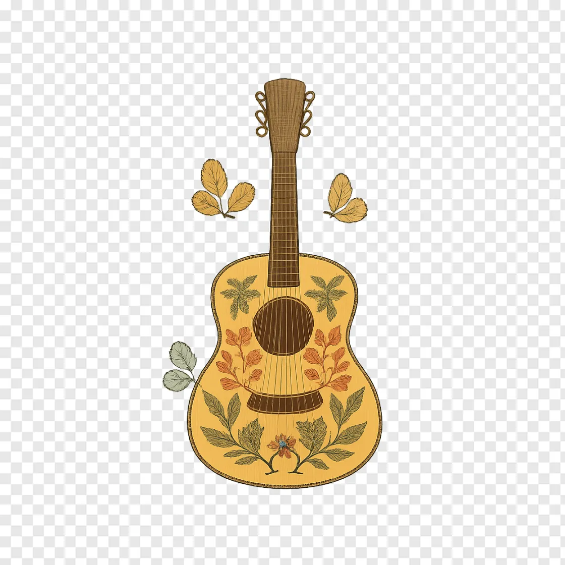 Vintage Acoustic Guitar PNG Vector Design