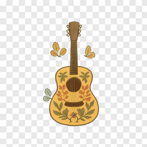 Vintage Acoustic Guitar PNG Vector Design