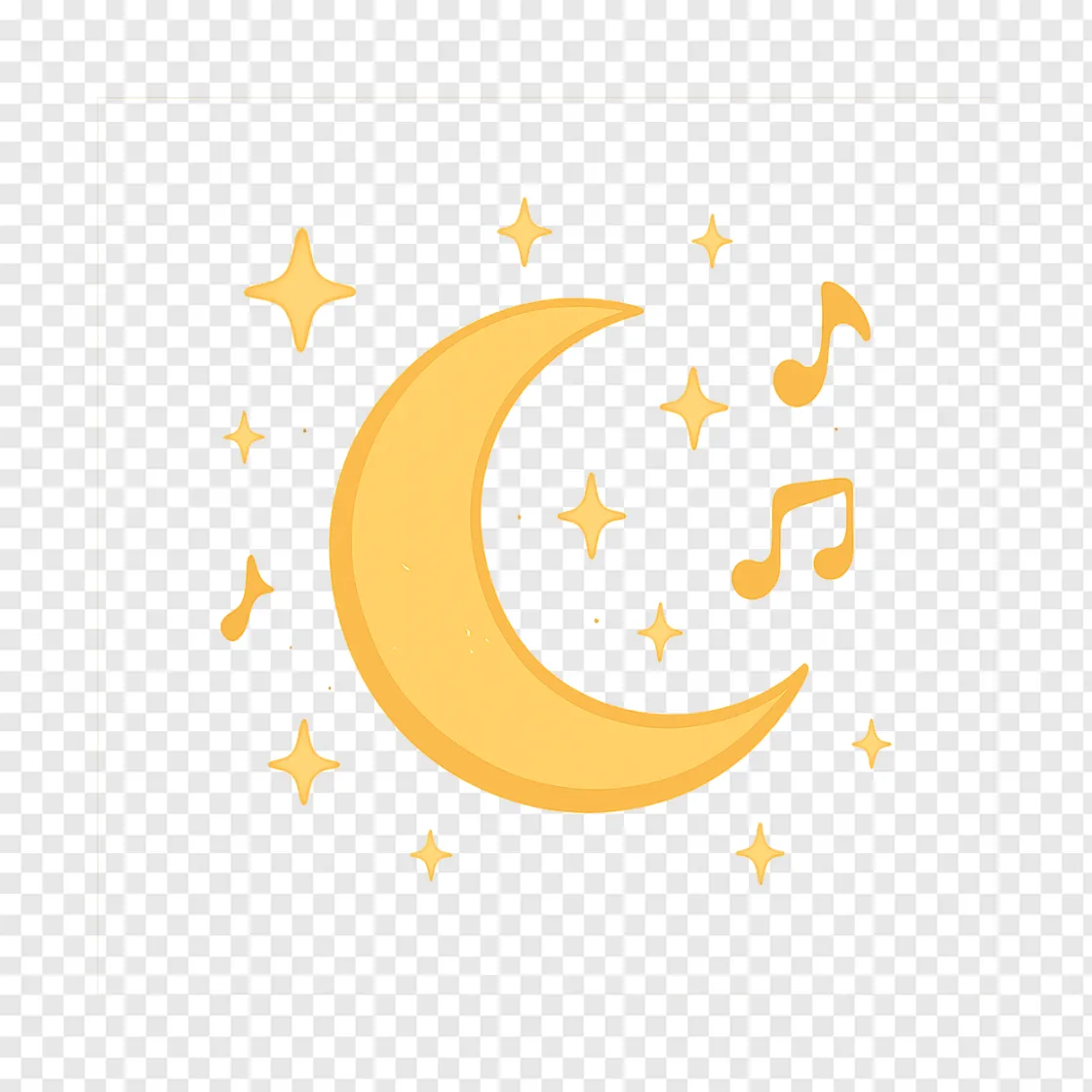 Magical Night Moon And Stars PNG