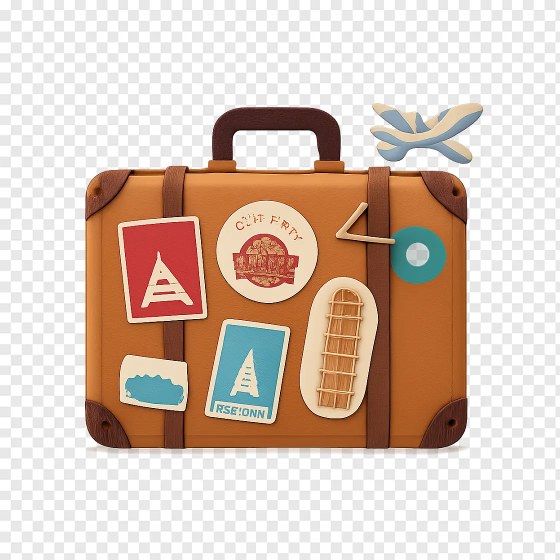 Vintage Travel Suitcase PNG For Vacation Designs
