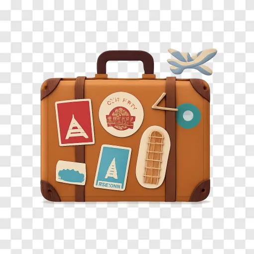 Vintage Travel Suitcase PNG For Vacation Designs