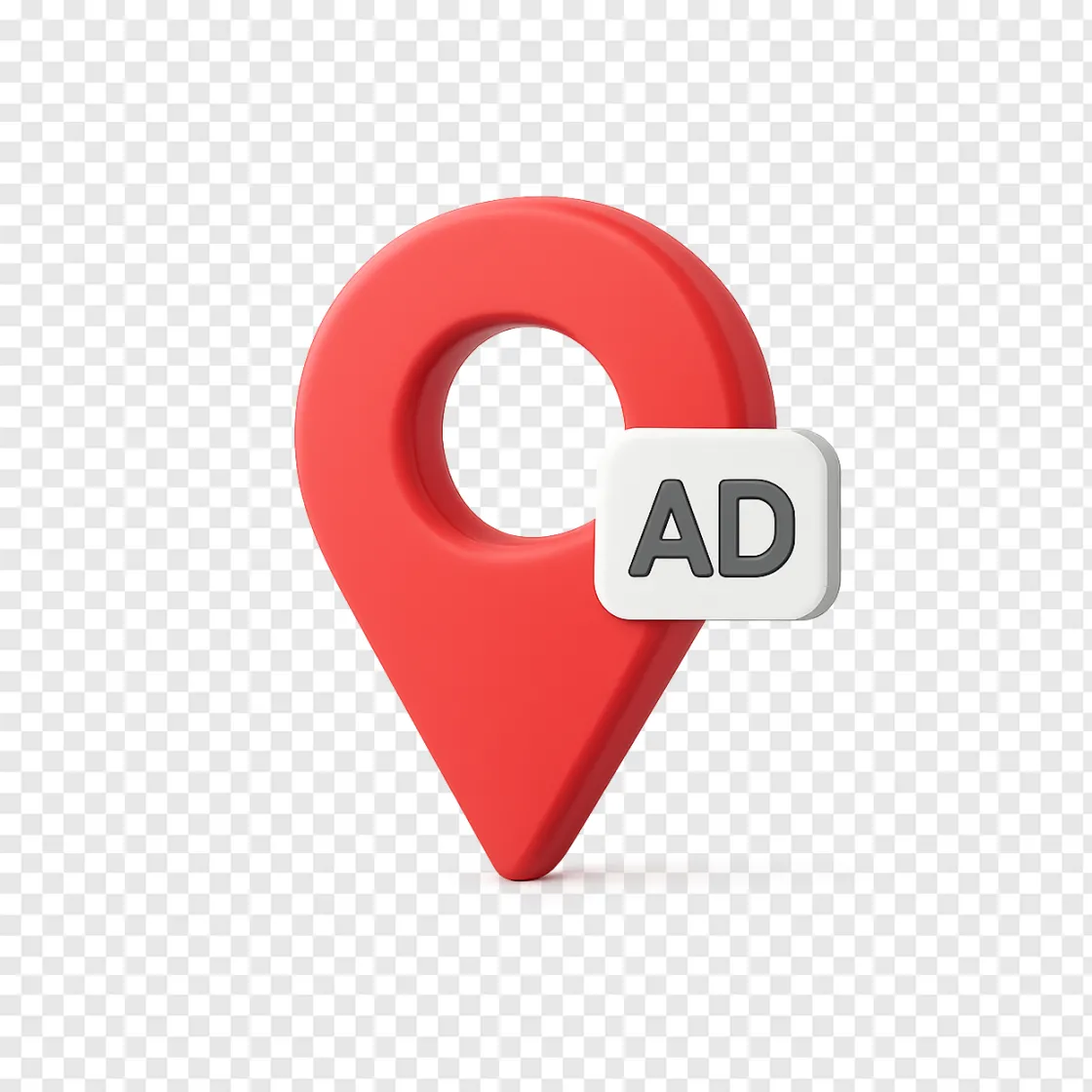 Map Pin With Ad Badge PNG