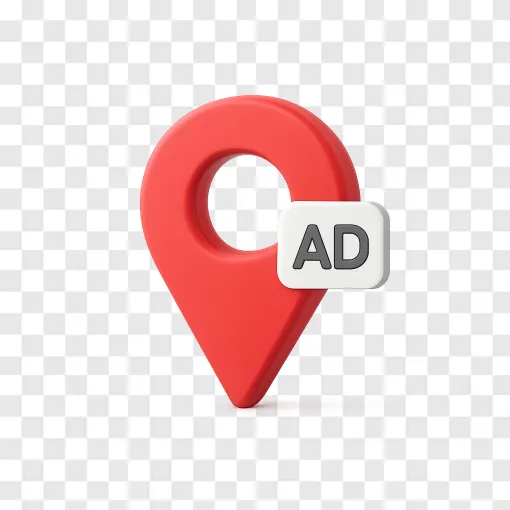 Map Pin With Ad Badge PNG