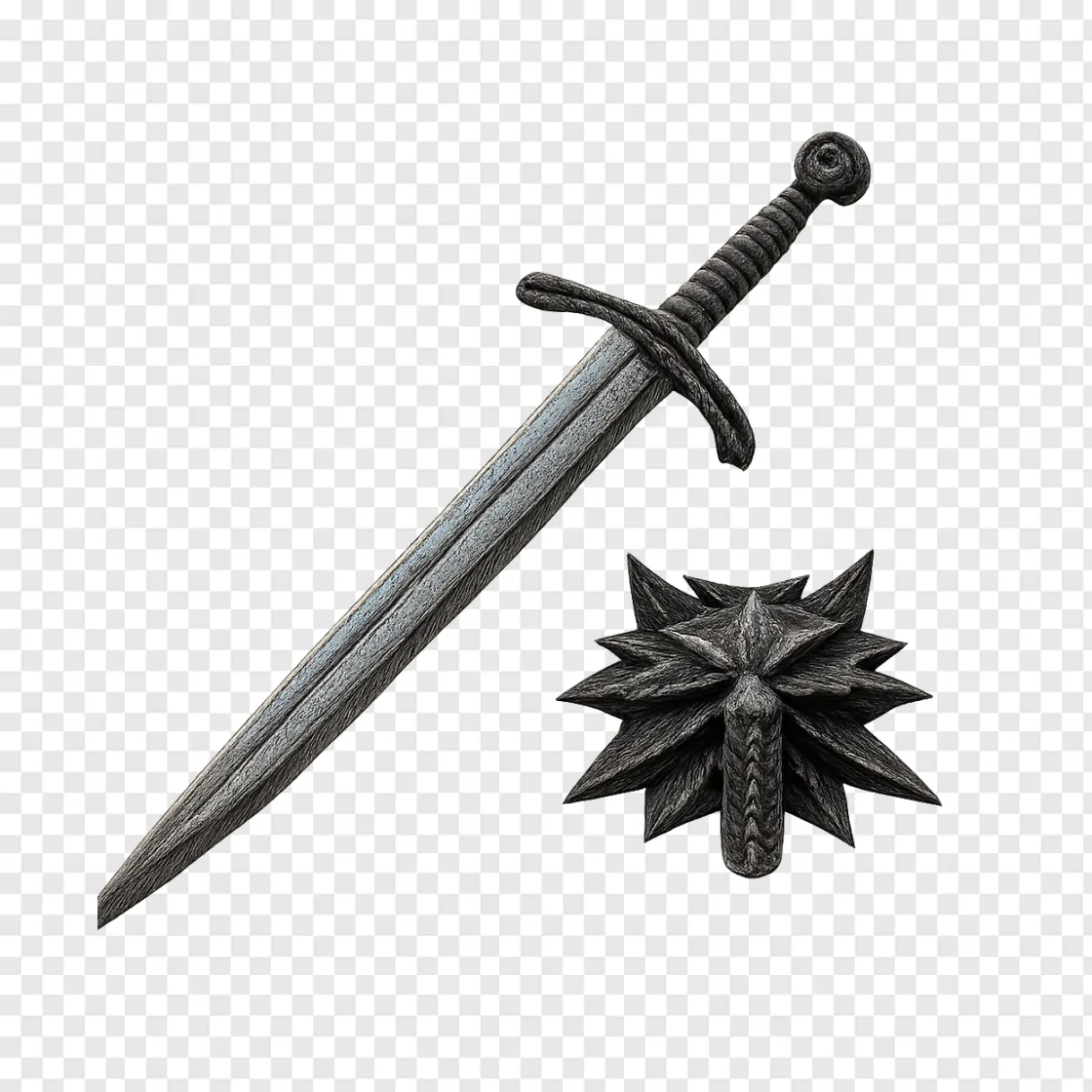 The Witcher 3 Silver Sword And Medallion Transparent PNG