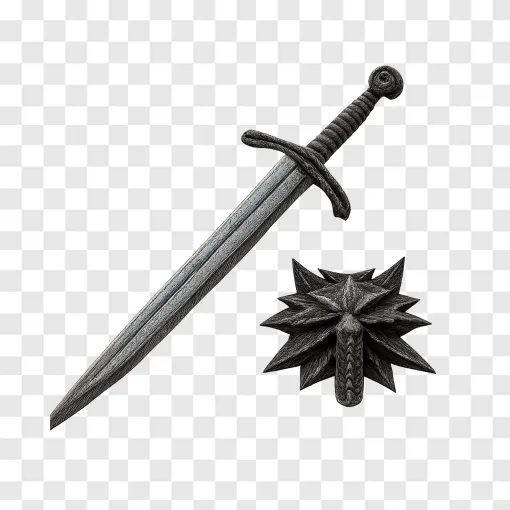 The Witcher 3 Silver Sword And Medallion Transparent PNG
