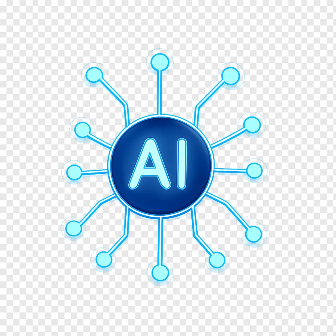 Futuristic AI Neural Node PNG Transparent Background