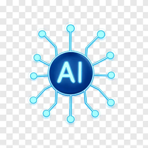 Futuristic AI Neural Node PNG Transparent Background