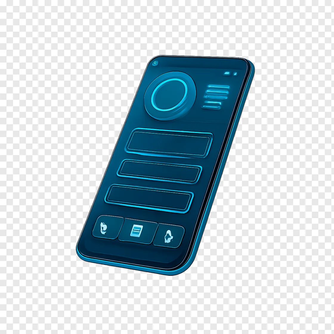 Futuristic Smartphone UI Mockup PNG