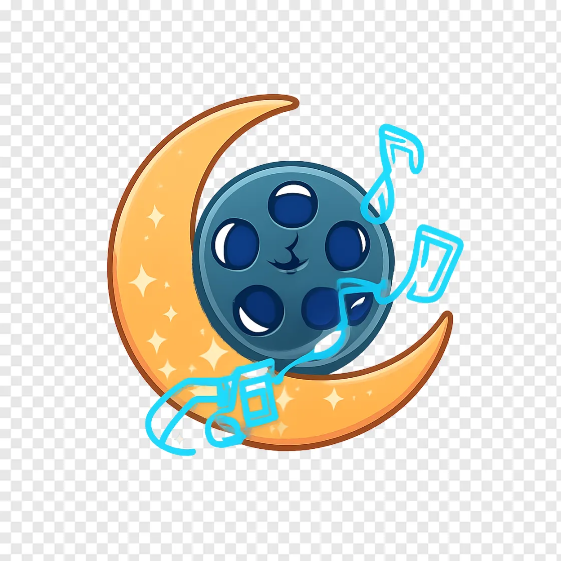 Nocturne Cinematic Moon And Film Reel PNG