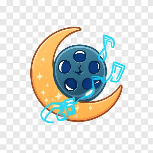 Nocturne Cinematic Moon And Film Reel PNG