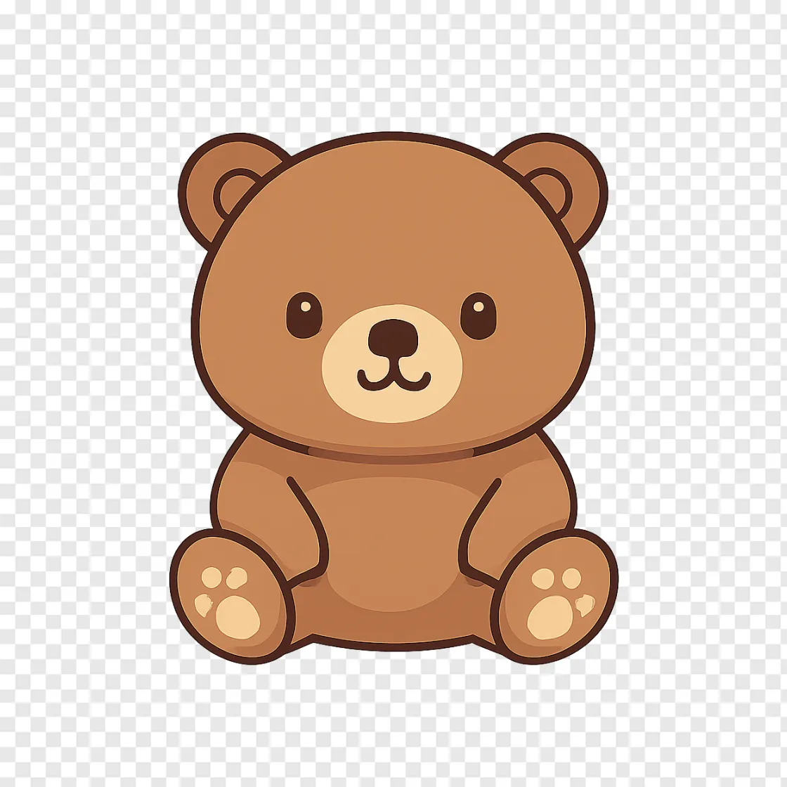 Chubby Brown Bear PNG Sticker