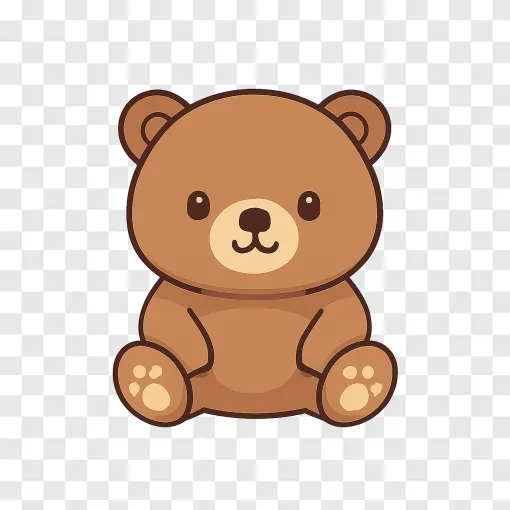 Chubby Brown Bear PNG Sticker