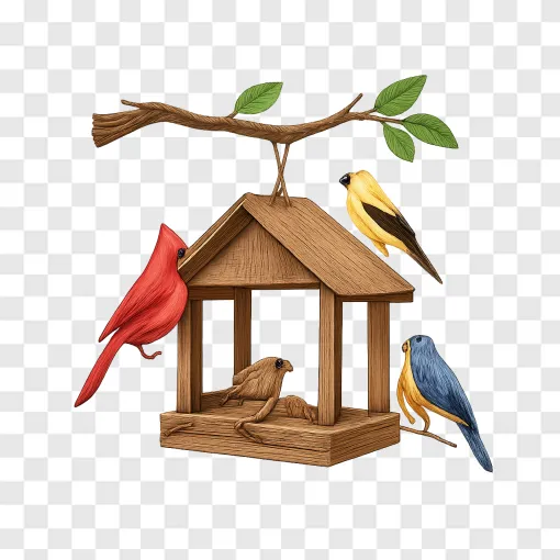 Backyard Bird Feeder PNG Transparent Image