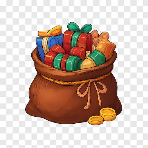 Santa Gift Bag PNG Transparent Image